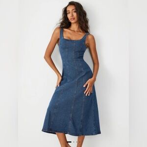 Cider DENIM RUFFLE CAMI MAXI DRESS